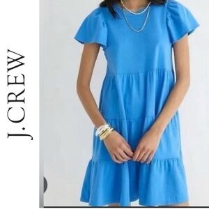 Green Label J. Crew Tiered Sky Blue Cotton T-Shirt Dress